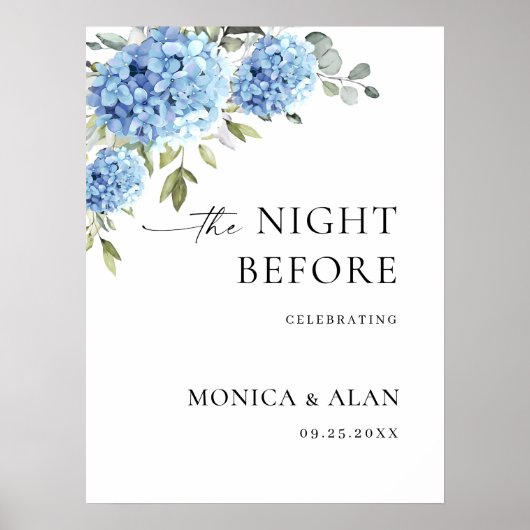 青エレガント紫陽花ユーカリハーサルディナー ポスター (正面)