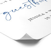 青エレガント紫陽花ユーカリプツゲストブックサイン ポスター (角)