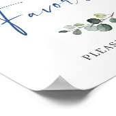 青エレガント紫陽花ユーカリプツサイン ポスター (角)