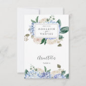 青エレガント紫陽花結婚座席表 招待状 (正面)