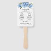 青エレガント紫陽花結婚式プログラム ハンドファン (裏面)