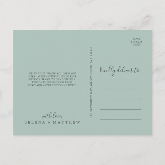 青エレガント紫陽花 |ありがとうはがき ポストカード (裏面)