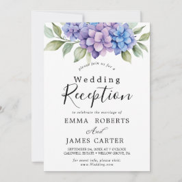 青エレガント紫陽花 |ホワイトウェディングレセプション 招待状