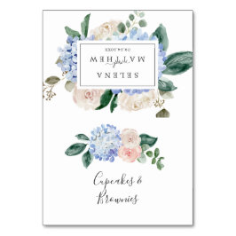 青エレガント紫陽花 |ホワイトビュッフェ食品ラベル テーブルナンバー