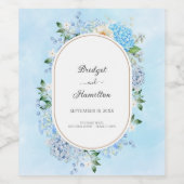 青エレガント紫陽花 ワインラベル (シングルラベル)