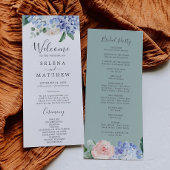 青エレガント紫陽花 |白い結婚式 プログラム