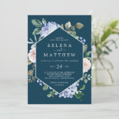 青エレガント紫陽花 |青カジュアル結婚の 招待状 (スタンド正面)