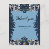 青エレガント細胞性デザイン ポストカード (正面)