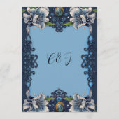 青エレガント細胞性デザイン メニュー (裏面)