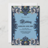 青エレガント細胞性デザイン 招待状 (正面)