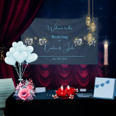 青エレガント細胞性デザイン 横断幕