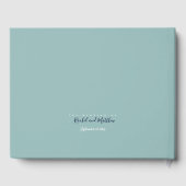 青エレガント結婚ストライプの印 ゲストブック (裏面)