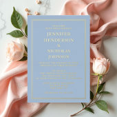 青エレガント結婚フォーマル金ゴールド 箔招待状