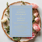 青エレガント結婚フォーマル金ゴールド 箔招待状