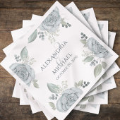 青エレガント結婚フローラパーソナライズされた スタンダードカクテルナプキン