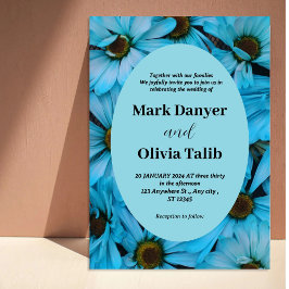 青エレガント結婚式招待状テンプレート 招待状