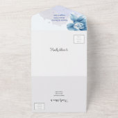 青エレガント結婚色 オールインワン招待状 (外側)