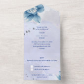 青エレガント結婚色 オールインワン招待状 (内側)