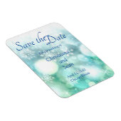 青エレガント緑のきらめくスノーフレーク水色 マグネット (右側)