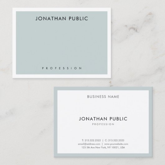 青エレガント緑のミニマルテンプレートモダン 名刺 (正面/裏面)