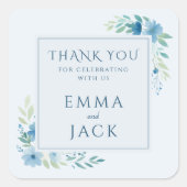 青エレガント緑の名結婚前 スクエアシール (正面)