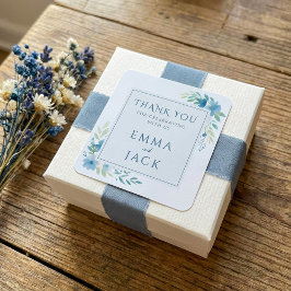 青エレガント緑の名結婚前 スクエアシール