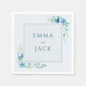 青エレガント緑の名結婚前 スタンダードカクテルナプキン (正面)