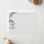 青エレガント緑の文具パーソナライズされた ノートカード (正面/裏面インサイチュ)