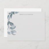 青エレガント緑の文具パーソナライズされた ノートカード (正面/裏面)