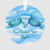 青エレガント緑の水の色のシキスをするアガメ オーナメント (裏面)