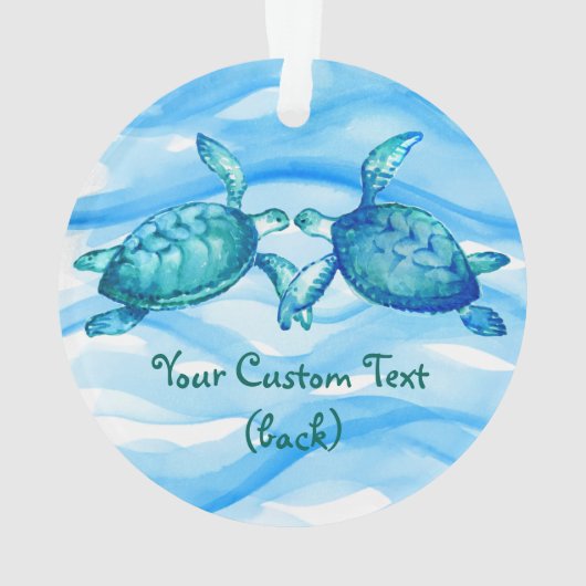 青エレガント緑の水の色のシキスをするアガメ オーナメント (裏面)