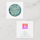 青エレガント緑の水彩化粧アーティスト スクエア名刺 (正面/裏面)