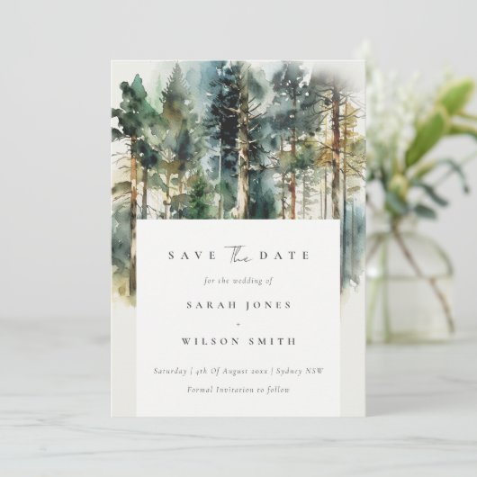 青エレガント緑の水彩林 セーブザデート (スタンド正面)