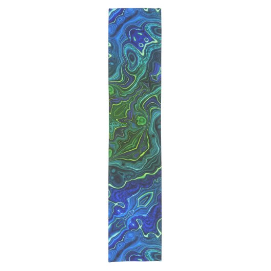 青エレガント緑の美学インスパイア用糸 ショートテーブルランナー (正面)