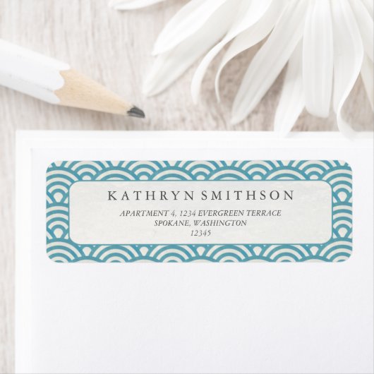 青エレガント緑の西日本の海波 ラベル (インサイチュ)