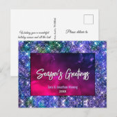 青エレガント緑グリッタークリスマス新年 ポストカード (正面/裏面)