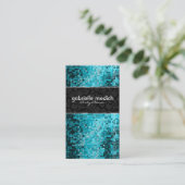 青エレガント緑グリッター金属配列2 名刺 (スタンド正面)