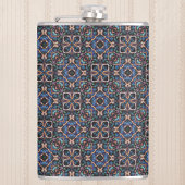 青エレガント緑ティール（緑がかった色）銅幾何学模様 フラスク