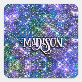 青エレガント緑フェイクグリッターモノグラム スクエアシール