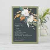 青エレガント緑ホワイトフローラ結婚ズ 招待状 (スタンド正面)