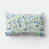 青エレガント緑水彩花模様 ランバークッション (裏面)