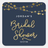 青エレガント線のライトブライダルシャワー スクエアシール (正面)