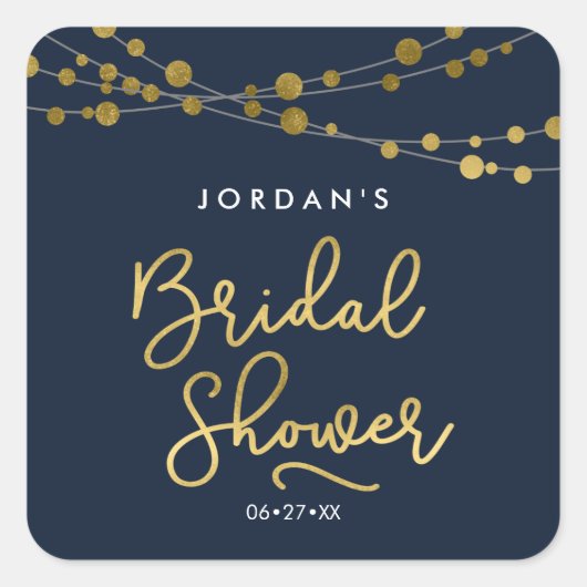 青エレガント線のライトブライダルシャワー スクエアシール (正面)