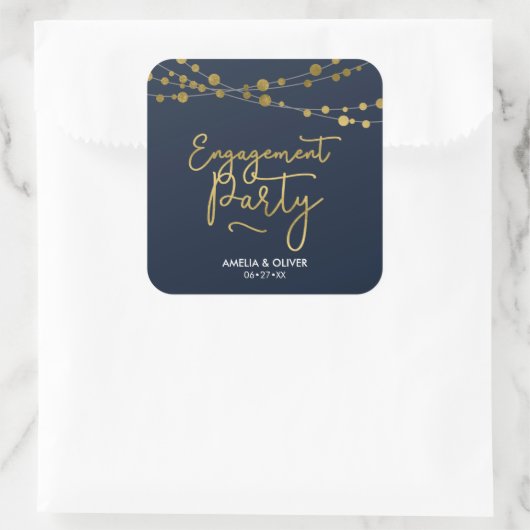 青エレガント線のライト婚約パーティ スクエアシール (バッグ)