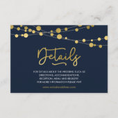 青エレガント線の光の結婚詳細 エンクロージャーカード (正面)