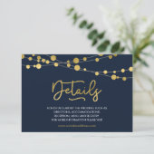 青エレガント線の光の結婚詳細 エンクロージャーカード (スタンド正面)