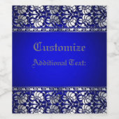 青エレガント色とシルバーパーソナライズされた ワインラベル (シングルラベル)