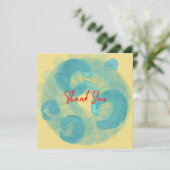 青エレガント色とベージュ色の抽象芸術アート サンキューカード (スタンド正面)