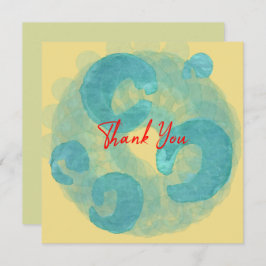 青エレガント色とベージュ色の抽象芸術アート サンキューカード