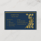 青エレガント色と金ゴールド名刺 名刺 (裏面)